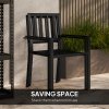 Outsunny 3 Piece Patio Bistro Set, Garden Dining Set with Plastic Top, 2 Stackable Chairs, Galvanised Steel Frame, Outdoor Dining Set for Balcony, Deck, Grey