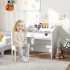 AIYAPLAY Kids Desk and Chair Set, Children Study Table and Chair with Storage, Pull-Out Drawer, Star and Moon Pattern, for Bedroom, Playroom, Nursery, for Ages 3-6 Years, Grey