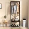 HOMCOM Coat Rack, 2-in-1 Clothes Stand with Shoe Storage, 168cm Free Standing Hall Tree with Hanging Rail and 2 Storage Shelves for Hallway, Entryway, Bedroom