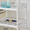 HOMCOM 3-Tier Home Trolley Kitchen Storage Cart w/ Steel Bars 4 Universal Wheels Rolling Unit Organiser Living Room White