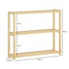 HOMCOM 3-Tier Bamboo Bathroom Storage Shelf, Wall-Mounted or Stand, Display Stand Shelving Unit with Adjustable Rack for Kitchen Bathroom Living Room, Natural