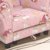 AIYAPLAY Kids Armchair with Stool, 2 Piece Kids Sofa Set with Unicorn Design, Wooden Frame, Upholstered Kids Chair for Bedroom, Playroom, Kid Room, for 1.5-3 Years Old, Pink