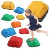 AIYAPLAY Balance Stepping Stones for Kids, 9-Piece River Stones with Non-Slip Bottom, Indoor Outdoor Sensory Obstacle Course for Ages 3-8 Years, Multicoloured