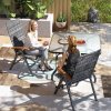 Outsunny 2 Pieces Outdoor Folding Dining Chair, PE Rattan Chair with Armrests, High Backrest, for Garden, Camping, Balcony, Porch, Light Grey