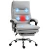 Vinsetto Office Chair with Footrest, Double Padding Ergonomic Desk Chair with 6-Point Vibration Massage and Back Heating, Microfibre Fabric with 135° Reclining Back, Grey