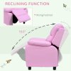 HOMCOM Kids Sofa Armchair Toddler Recliner Children's Chair Lounger Games Chair  PU Leather w/ Storage  (Pink)
