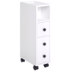 kleankin Slimline Bathroom Storage Unit w/ 2 Drawers 2 Open Compartments Wheels Handles Freestanding Compact Home Office Furniture 