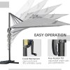 Outsunny 2.7 x 2.7 m Cantilever Parasol, Square Overhanging Umbrella with Cross Base, Crank Handle, Tilt, 360 Rotation and Aluminium Frame, Grey