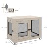 PawHut Dog Crate Furniture End Table w/ Soft Washable Cushion, Two Doors, Indoor Pet Kennel for Small Medium Large Dogs w/ Wire Mesh, Oak