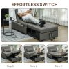 HOMCOM 4-in-1 Sofa Bed, Convertible Sleeper Chair Bed with Adjustable Backrest, Fabric Pull Out Chaise Lounge with Pockets for Living Room, Bedroom, Home Office, Small Space, Charcoal Grey