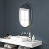 HOMCOM Oval Bathroom Mirror, Modern Wall-mounted Vanity Mirror with Wide Aluminium Frame, Tempered Glass for Living Room, Entryways, Horizontal or Vertical Hanging, 60 x 90cm, Silver