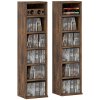 HOMCOM 204 CD Media Display Shelf Unit Set of 2 Blu-Ray Tower Rack w/ Adjustable Shelves Bookcase Storage Organiser, Rustic Brown