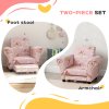 AIYAPLAY Kids Armchair with Stool, 2 Piece Kids Sofa Set with Unicorn Design, Wooden Frame, Upholstered Kids Chair for Bedroom, Playroom, Kid Room, for 1.5-3 Years Old, Pink