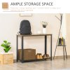 HOMCOM Industrial Console Table Entryway Table w/Bottom Mesh Shelf Metal Frame Vintage Sofa Table for Hallway, Living Room, Rustic Brown