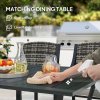 Outsunny Rattan Garden Furniture Set with Cushions, 6 Seater Rattan Dining Set with 6 Armchairs, 150 x 96cm Rectangular Table, Umbrella Hole, for Outdoor, Patio, Balcony, Terrace, Conservatory