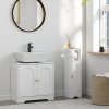 HOMCOM Under Sink Bathroom Cabinet, Freestanding Under Sink Cabinet with 2 Arch Doors and Adjustable Shelf for Basin without or with Pedestal, White