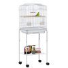 PawHut Bird Cage Budgie Cages for Finch Canary Parakeet with Stand Wheels Slide-out Tray Accessories Storage Shelf, White 46.5 x 36 x 124 cm