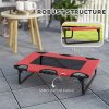 PawHut Raised Dog Bed, Portable Elevated Pet Cot with Breathable Mesh for Indoor Outdoor, for Small Medium Dogs, 75 x 51 x 18 cm, Red
