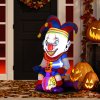 Outsunny 4ft Halloween Inflatable Clown on Bicycle, Blow Up Outdoor Halloween Decoration with 3 Built-in LED Lights for Garden, Party Indoor Outdoor