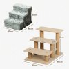 PawHut Dog Steps for Sofa, 3 Steps Dog Stairs, Pet Stairs, with Washable Plush Cover, for Small Breeds, Cats - Light Grey