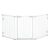 PawHut Pet Safety Gate, 3 Panels Playpen Fireplace, Metal Fence, Stair Barrier, Room Divider w/ Walk-Through Door - White