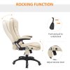 HOMCOM 6-Point Massage Office Chair with Seat Heated for Home Office, PU Leather High Back Executive Desk Chair with Adjustable Height and 360° Swivel for Work Study
