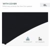 Outsunny 3(m) Cantilever Parasol with Solar LED and Easy Lever, Garden Parasol Umbrella with Cross Base and Waterproof Cover, Outdoor Sun Shades, Black
