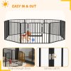 PawHut Heavy Duty Dog Playpen, 8 Panels Dog Pen, 60cm Height Pet Playpen Exercise Pen, with Door, for Small Dogs