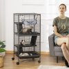 PawHut Small Animal Cage with Wheels Pet Home for Chinchillas Ferrets Kittens, with Hammock, 4 Platforms, Removable Tray, Silver