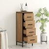 HOMCOM Narrow Bathroom Storage Cabinet, Industrial Slim Bathroom Storage Unit with 4 Drawers and Steel Frame for Small Spaces, 30 x 30 x 82 cm, Oak