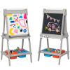 AIYAPLAY Art Easel for Kids with Paper Roll, Double-Sided Painting Easel with Chalkboard, Whiteboard, Eraser, Storage Boxes