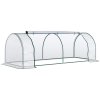 Outsunny Mini Greenhouse, Small Polytunnel Green House with Zipped Doors, Steel Frame for Garden Patio, 250 x 100 x 80cm, Clear