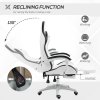 Vinsetto Computer Gaming Chair, PU Leather Office Desk Chair with Footrest, Swivel Wheels, 135?? Reclining Back, Lumbar Support, Headrest for Home, White and Black