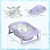 ZONEKIZ Foldable Baby Bath Tub Set, Collapsible Bathtub Antibacterial with Non-Slip Support, Cushion Pad, Shower Head Holder, for Newborn to Toddler Ages 0-6 Years - Purple