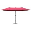 Outsunny 4.6m Garden Parasol Double-Sided Sun Umbrella Patio Market Shelter Canopy Shade Outdoor with Cross Base - Red