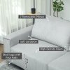 HOMCOM Modern 3 Seater Sofa with Spring Cushion, 193cm Fabric Sofa Couch with Back Pillows, Upholstered Corduroy Settee for Living Room, Bedroom, Home Office, Light Grey