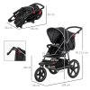 HOMCOM Baby Stroller Pushchairs 2 in 1 Lightweight Travel Pram Buggy Foldable with Reversible Seat, Fully Reclining Backrest, from 0 to 3 Years, 0 to15kg - Black