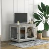 PawHut Dog Crate Furniture, Side End Table, Indoor Dog Kennel with Soft Washable Cushion, Wire Mesh, Large Top, for Large Dogs, 106 x 74 x 81.5, Grey
