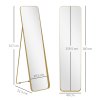 HOMCOM Full Length Mirror, 40 x 160 cm, Rectangular Full Body Mirror with Curved Corners for Bedroom, Living Room, Cloakroom, Floor Standing or Leaning Against Wall, Gold Tone