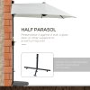 Outsunny 2m Half Parasol Market Umbrella Garden Balcony Parasol with Crank Handle, Cross Base, Double-Sided Canopy, Cream White