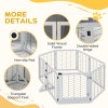 PawHut Freestanding Pet Gate, 8 Panels Dog Playpen, Foldable Dog Barrier with 2 Pcs Support Feet, for House, Doorway, Stairs, Small and Medium Dogs - White