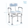 HOMCOM Shower Chair with Upgraded U-shaped Seat and Reinforced Crossbars, Height Adjustable Padded Bath Chair with Non-slip Feet for Elderly Seniors Disabled Handicap, Tool-Free Assembly