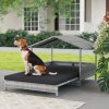 PawHut Rattan Dog House, Extendable Outdoor Wicker Dog Bed w/ Water-Resistant Roof, Removable Cushion, for Small and Medium Dogs - Charcoal Grey