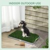 PawHut Dog Toilet, Artificial Grass for Dogs with Tray for Potty Training Indoor Outdoor Use, Puppy Dog Grass Pad Easy to Clean, 2 Packs, 67 x 41cm, Green