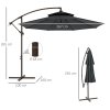 Outsunny 2.7m Garden Banana Parasol Cantilever Umbrella with Crank Handle, Double Tier Canopy and Cross Base for Outdoor, Hanging Sun Shade, Black