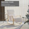 HOMCOM Rocking Lounge Chair Recliner Relaxation Lounging Relaxing Seat with Adjustable Footrest, Side Pocket and Pillow, Cream White