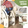 AIYAPLAY Kids Slide, 3 in 1 Toddler Slide with Basketball Hoop, Climber, Elephant-Themed Indoor Slide for 1-3 Years, Cream White