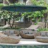 Outsunny 4.6m Large Garden Parasol Double-Sided Sun Umbrella Patio Market Canopy Shade Outdoor Dark Green - NO BASE