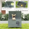 PawHut Wooden Dog House with Removable Bottom, Outdoor Dog Kennel with Wire Door, Openable Top, Pet Shelter for Small Dogs, 80 x 55 x 53.5cm, Dark Grey