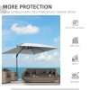 Outsunny 2.7 x 2.7 m Cantilever Parasol, Square Overhanging Umbrella with Cross Base, Crank Handle, Tilt, 360 Rotation and Aluminium Frame, Grey